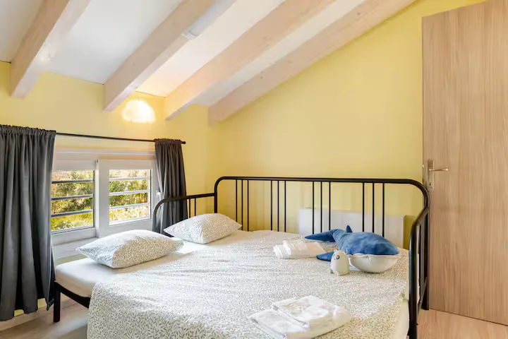 Bedroom detail at GS Vibes villa, Porto Rafti, Greece